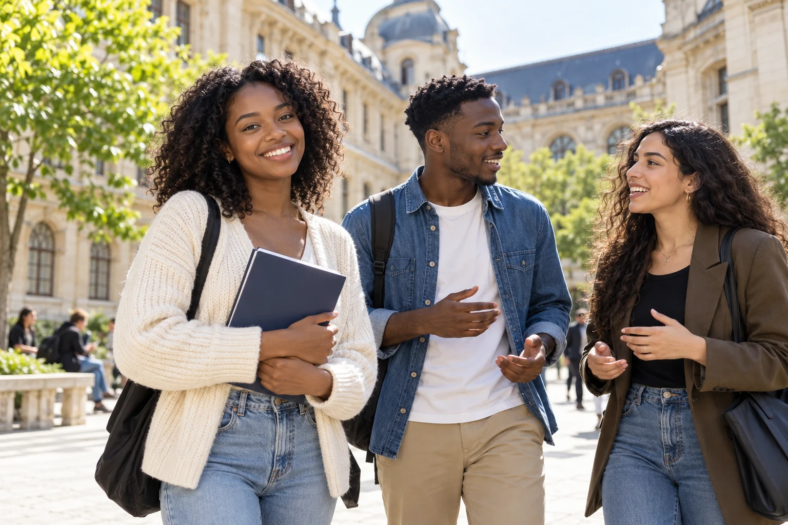 Des étudiants sur un campus français, scène illustrative